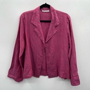 BRYN WALKER M maroon 100% linen lagonlook cottagecore woman bohemian jacket